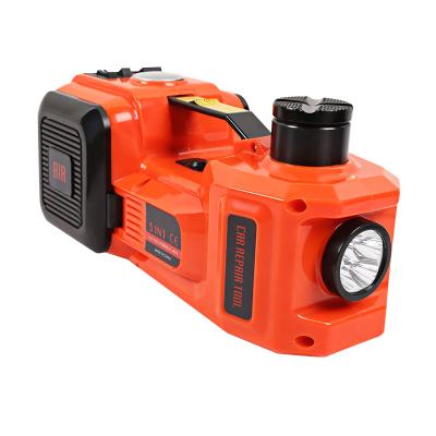 China Car Jack 12V DC 3.0T Electric Hydraulic Floor Car Jack Tire Inflator Pump and LED Flashlight 3 in 1 Set with Electric Impact Wrench for sale