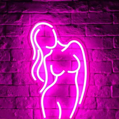 China Custom Hotel Sexy Girl USB Neon Light Pink Art Lighting Sign Lamp Led Wall Lights For Bedroom Holiday Christmas Party Wedding for sale