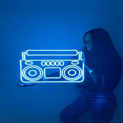 China Custom buildings neon sign made tape recorder bar party club vibe bedroom light personality wall decorate boy girl gift neon lights sign for sale