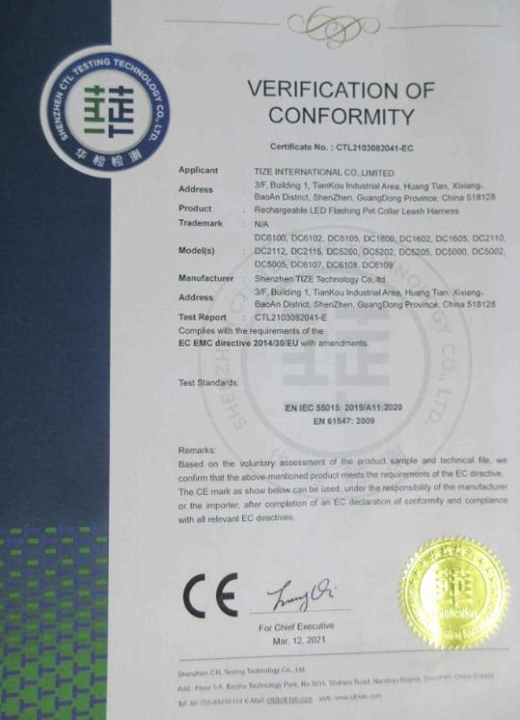 CE - Shenzhen Tize Technology Co., Ltd.