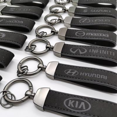 China For car remote control manufacturing carabiner metal key chain car key holder custom made genuine leather for sale