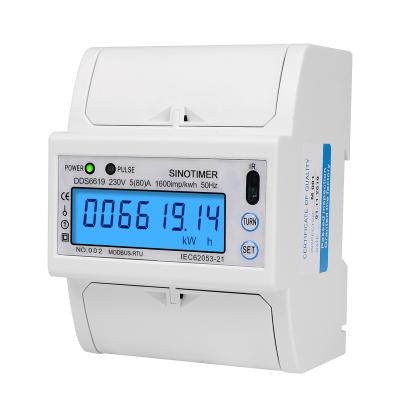 China 220V Single Phase Electricity Meter Consume Current Kilowatt-Hour Voltage Wattmeter Monitor Electricity Meter CT DDS6619-014 for sale