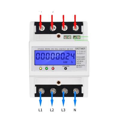 China AC 50Hz Three Phase Meter 5-80A 380V Electronic Backlight 3 Phase Meter Modbus 4 Wire Electricity 4 Phase Energy Cost Meter DDS024MR for sale