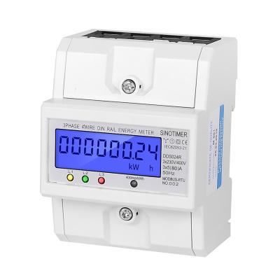 China AC 220V Electronic Digital Backlight Electricity Meter KWH Power Meter Three Phase Watt Meter Electronic LCD Display DDS024R for sale