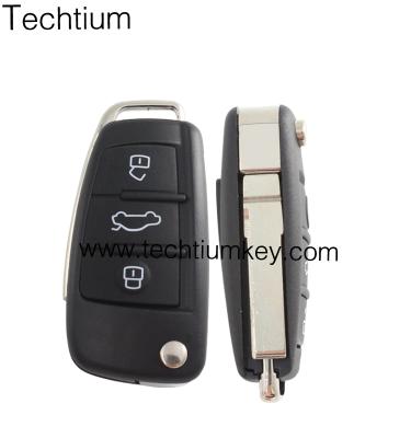 China Replace Car Key Case Audi 3 Smart Key Button Cover (HU66 Blade) With Battery Clamp for sale