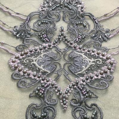 China New Style Fashion Exotic Garment Lace Beaded Beaded Tulle Fabric For Dress for sale