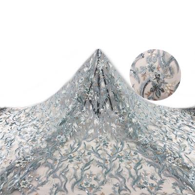 China H1171-25 2021 New Design Hotsale Luxury Colorful African Embroidery Sequin Lace Fabric Viable For Weddinng Dress Dress for sale