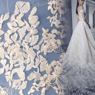 China MX535 2021 Best Viable Wholesale Butterfly Lace Fabric Luxury Ivory Wedding Lace Fabrics For Women Clothes for sale