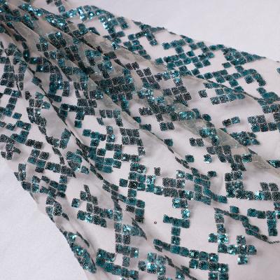 China Latest Yanzi Brocade Sequin Lace Fabric Best Quality Viable Embroidery Wedding Lace Fabric for sale