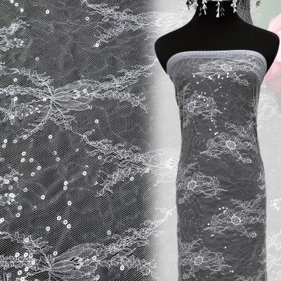 China Yanzi New Product Flower Lace French Tulle Underwear Fabric Wedding Dress Viable Top French Tulle Sequins Lace for sale