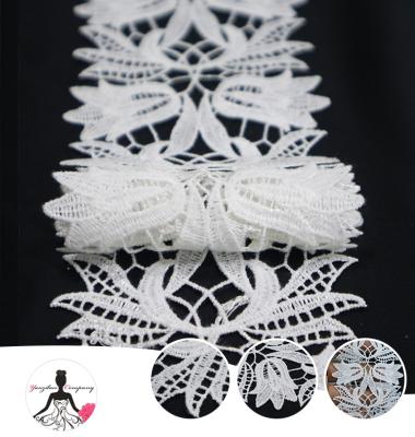 China Beautiful Lace KD122 Bridal Floral Embroidered Lace Viable Fabric Embroidery Trim White French Lace Fabric for sale