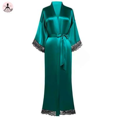 China Wholesale female QUICK DRY bathrobe luxury nightgown pajamas pajamas pijamas plus size silk satin women's long pj robe pajamas bathrobe for sale