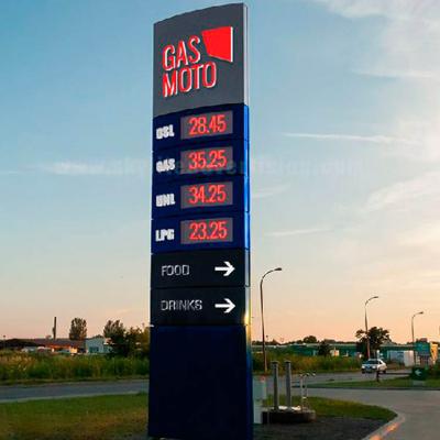 China Easy Assmebly Gas Station Pillar Price Free Standing Signboard Led Equipment Gas Station Pylon Sign for sale