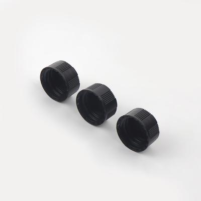 China Non Spill 18mm 20mm 24mm 20/410 24/410 28/410  Black Plastic lids Bottle Cap Closure PP Screw Cap for sale