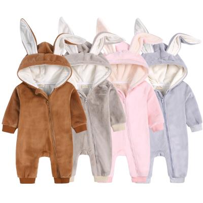 China Winter Baby Romper Baby Zipper Customized Hooded Newborn Jumpsuit Winter Romper for sale