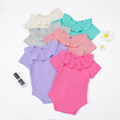 China Everystep Newborn Baby Romper Clothes Cotton Knitted Baby Clothes Newborn Rompers Ruffle Jumpsuit Girl Cotton Ribbed Romper for sale