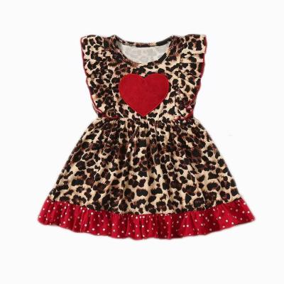 China 2021 Breathable Toddler Kids Babies Print Sleeveless Polka Dot Summer Dress Girls Lace Sleeve Leopard Print Dress for sale