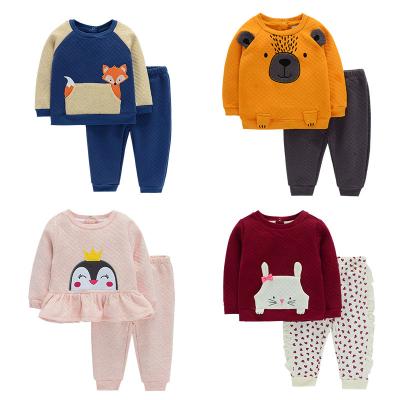 China Breathable Winter Baby Clothes 0-6 Baju Bayi Boys Sweatshirt Cotton Long Pants Girls Loose 2 Piece Baby Clothes for sale