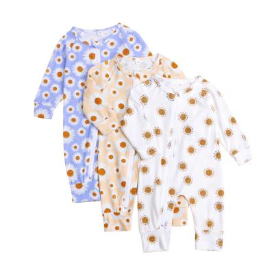 China Long Sleeeves Zipper Overalls Daisy Printed Sleepwear Pajamas Romper Cotton Items Nursing Newborn Boys Baby Accessories Clothes Baby Rompers for sale