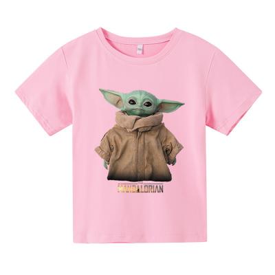 China Short Sleeve Star The Mandalorian Wrestles Cute Kid Yoda Cartoon Kid T-Shirt for sale