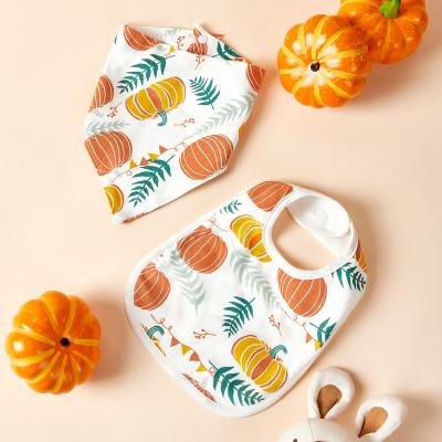 China Sublimation Baby Bibs 2-Pack 100% Cotton Baby Bibs Pumpkin Baby Bibs for sale