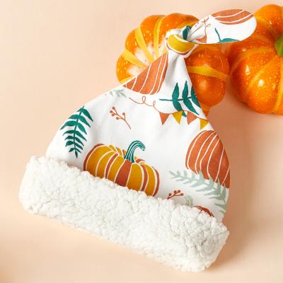 China Character Pumpkin Printed Berber Fleece Baby Winter Newborn Hats for sale