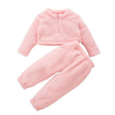 China Kids Casual Wear Quarter Zipper Sweater Elastic Waist Pants Shear Kids Winter Clothing 2021 for sale