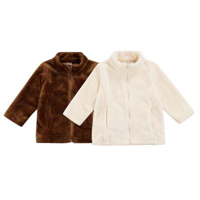 China Long Sleeve Full-zipper Casual Flannel Coat Unisex Kids Winter Fleece Jacket for sale