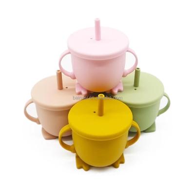 China 2021New Sustainable Product Kids Drinking Infant Silicone Baby Water Cup Set With Lids Silicone Water Cup for sale