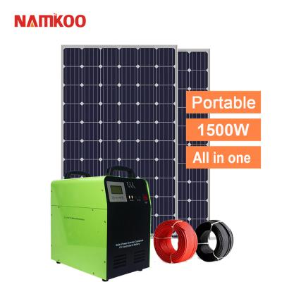 China Home Wholesale Portable Solar Power System Kit 1500w Solar Charging System With Battery for sale