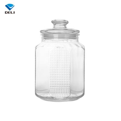 China Wholesale 2.2L 74.4oz Viable Octagonal Wide Mouth Glass Airless Jar For Storage for sale