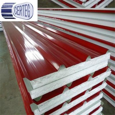 China 950mm factory supplier aluminum rockwool roof sandwich panel for garage, storage, factories for sale