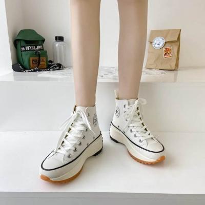 China Fashion Trend Amazon Hot Sale Canvas High Top Walking Shoes Plus Size Platform Women's Canvas Sneakers Girl's Height-Creasing Canvas Shoes for sale