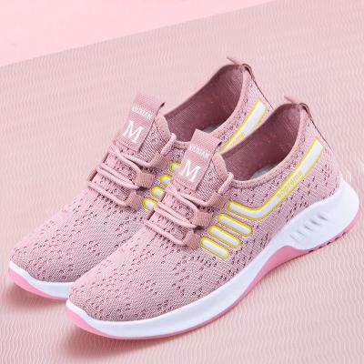 China Wholesale Branded Women Slip On Tennis Sneakers Light Hot Sale Lady Shoes Fly Shock Woven Breathable Shoes For Women for sale