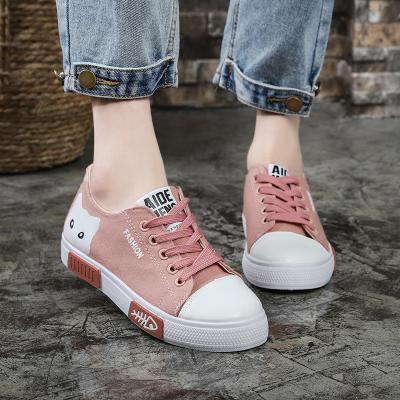 China Wholesale Summer Casual Walking Shoes Lace Up Low Top 2022 Trend Lady Fashion Flat Canvas Shoes Sneakers For Women for sale