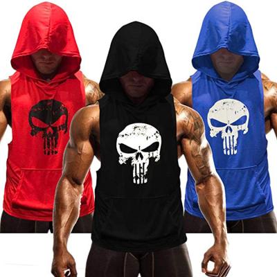 China QUICK DRY High Quality Custom Printed Sports Made Sleeveless Hoodie Invest Singlets Mens for sale