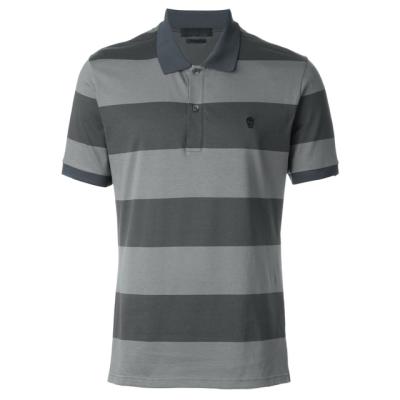 China High Quality Dark Gray Anti Shrink Custom Design Striped T Shirt Polo Shirt For Men for sale