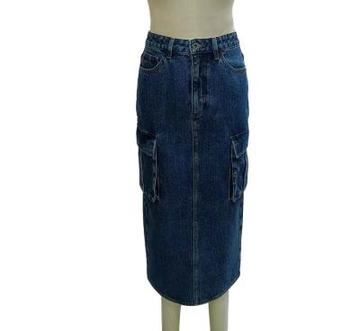 China High Waisted Design Dark Denim Skirt For A Flattering Silhouette for sale