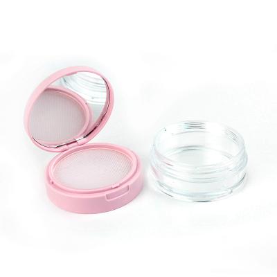 China Hot Selling Materials Hot Sale Reusable Empty Loose Powder Logo Recycled Empty Customized Case Makeup Containers With Strainer for sale