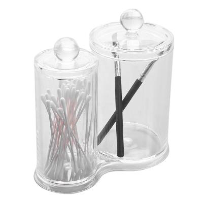 China Viable Hot Sale Acrylic Cylinder Shaped Clear Acrylic Cotton Swab Storage Box With Lid for sale