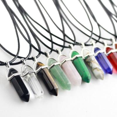 China Classic the latest bullet shape natural stone necklace stone quartz crystal pendant necklace for sale