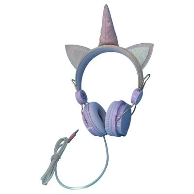 China Cute Gift Unicorn Headphone Wired Kids Headband Earphone Anime Children Girls Headsets for sale