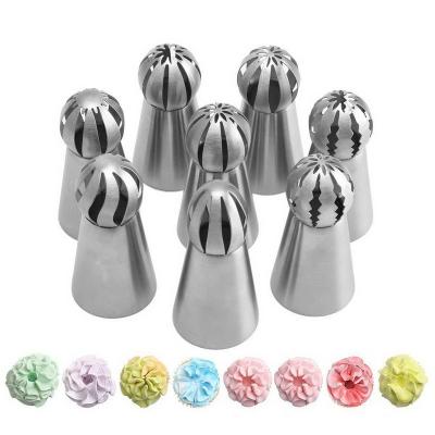 China Durable DUMO 8Pcs Russia Spout Icing Cream Piping Tips Stainless Steel Spout Sets Spherical Cake Baking Decorating Tool for sale