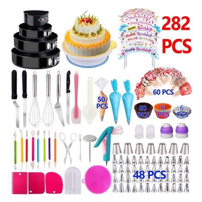 China DUMO 282Pcs Viable Turntable Baking Supplies Cake Decorating Tip Kit Cake Decorating Tool Set for sale