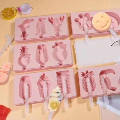 China DUMO DIY Viable Homemade Bear Paw Popsicle Silicone Molds With Lid BPA Free 3 Cavities Ice Cream Mold Store 2 Cavities Ice Pop Mold for sale