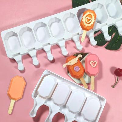 China DUMO Octagon Viable Ice Cream Silicone Molds Cake Mold DIY 4 Cavity 8 Cavity Non-Stick Reusable Homemade Ice Cream Popsicle Mold for sale