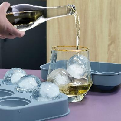 China DUMO 6 Cavity Viable Food Grade Ball Shape Silicone Ice Cube Tray Silicone Ice Ball Tray Mold Maker Silicone Round Shape Ice for sale