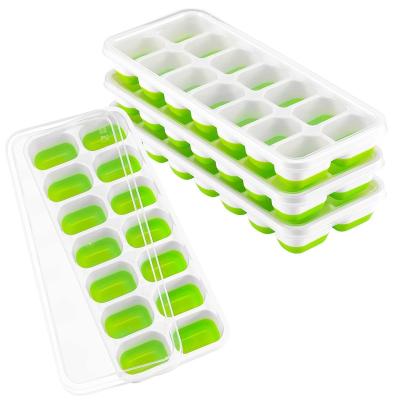 China DUMO Tray Mold Summer Easy-Release Silicone 14 Ice Trays Lid Sustainable Spill-Resistant Removable Ice Cube for sale