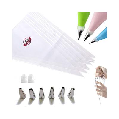 China DUMO 100Pcs Disposable Pastry Piping Bag Converter Stainless Steel Spout Decoration Tips Tools Piping Disposable Bags for sale