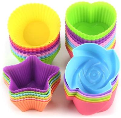 China DUMO Reusable Silicone Cake Cups Cupcake Liners Silicone Mold Muffin Baking Baking Cups Cake Pop Mold Star Heart Rose Square for sale